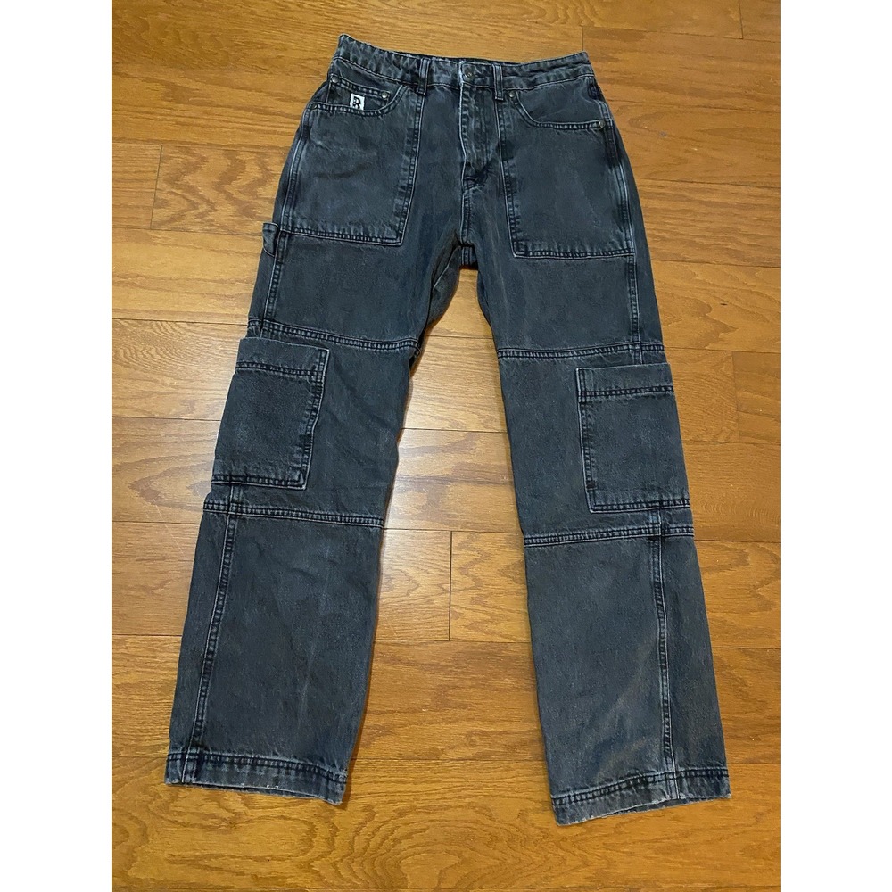 The Ragged Priest Jeans Black Cargo Carpenter Utility Denim Black 30 Excellent